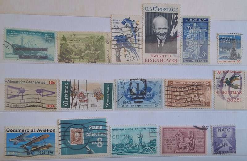 USA Mixed Lot of 16 Used Hinged Stamps