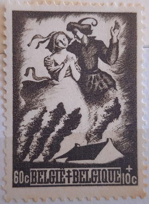 Belgium 1944 Till Eulenspiegel Singing to Nele 1 Unused Hinged Semi-Postal stamp