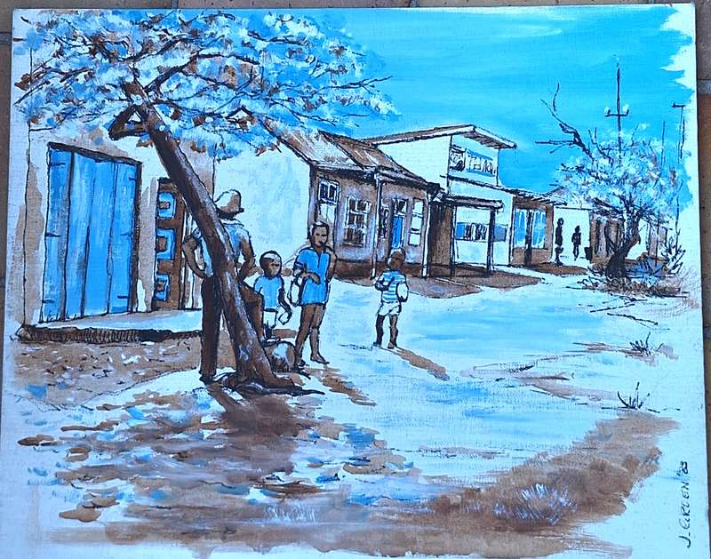 Unframed Painting on Canvas Panel by J Groen