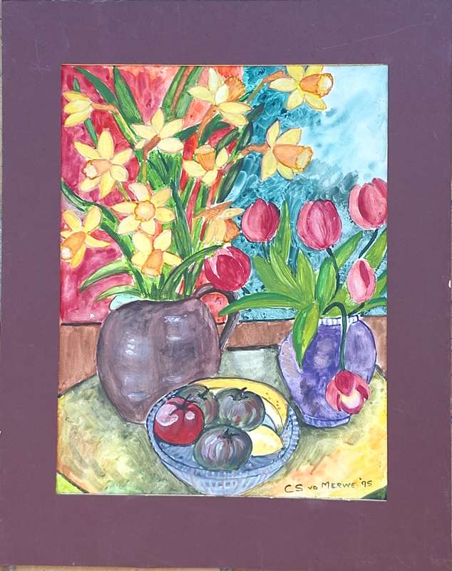 Unframed Still Life Painting by C S vd Merwe