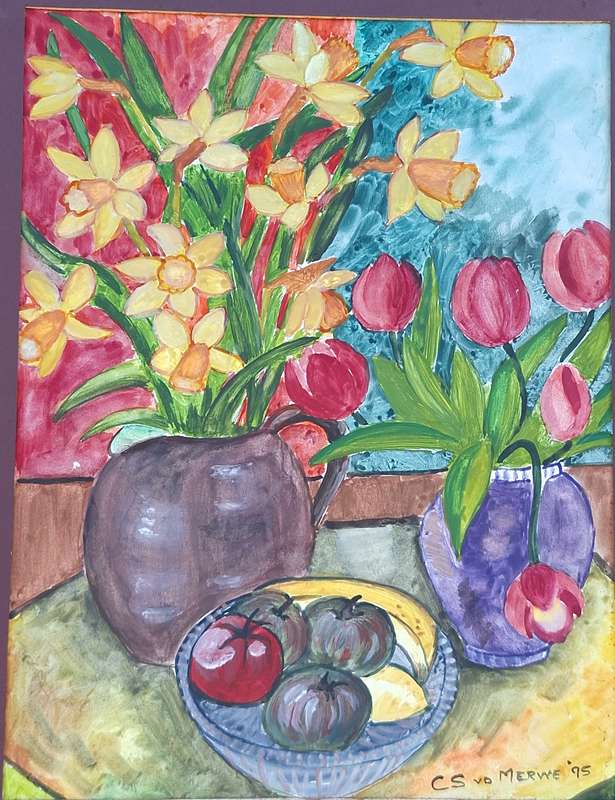 Unframed Still Life Painting by C S vd Merwe