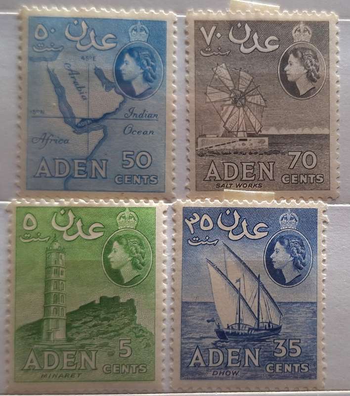 Aden 1953-59 Definitives 4 Unused Hinged stamps