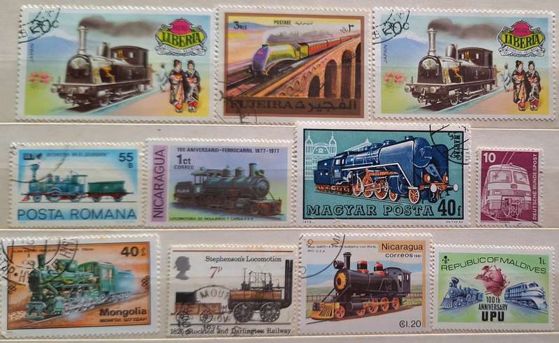 Theme: Railway, Trains Mixed Lot of 11 Used stamps