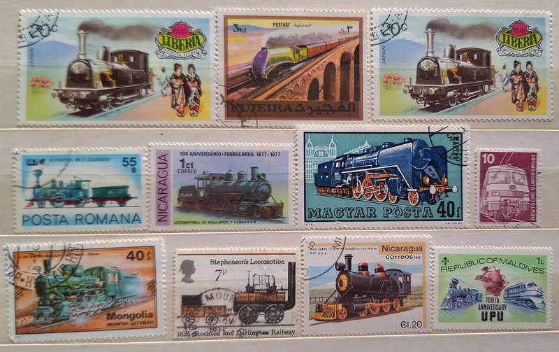 Theme: Railway, Trains Mixed Lot of 11 Used stamps