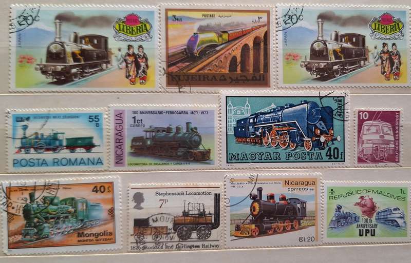 Theme: Railway, Trains Mixed Lot of 11 Used stamps