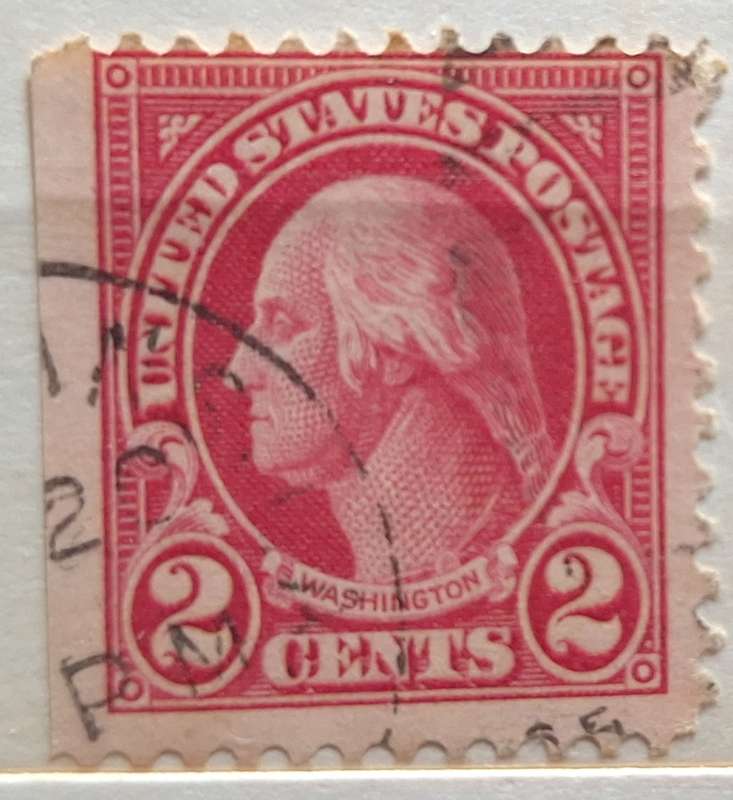 US 1926-28 George Washington Two Cent 2¢ Red Stamp Used 1 side Imperforate