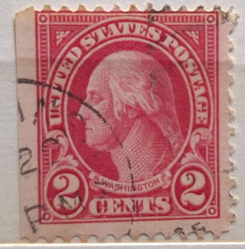 US 1926-28 George Washington Two Cent 2¢ Red Stamp Used 1 side Imperforate