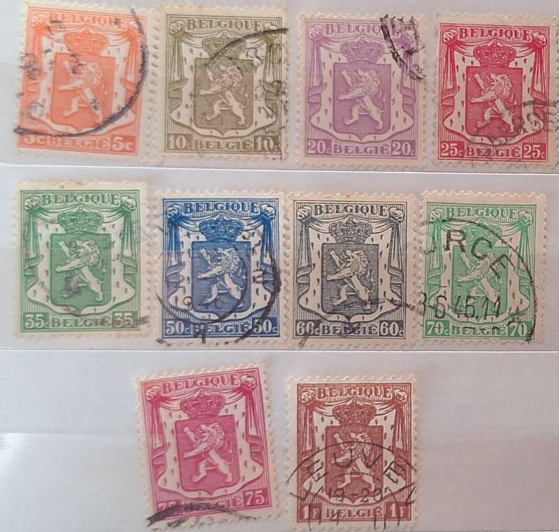 Belgium 1936 Lion, Coat of Arms Definitives 10 Used stamps