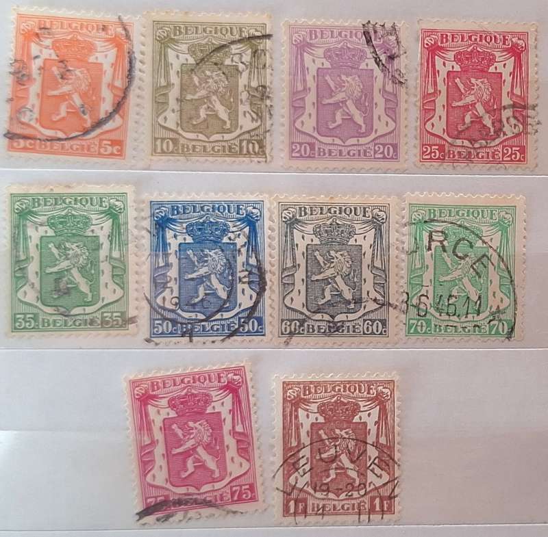 Belgium 1936 Lion, Coat of Arms Definitives 10 Used stamps