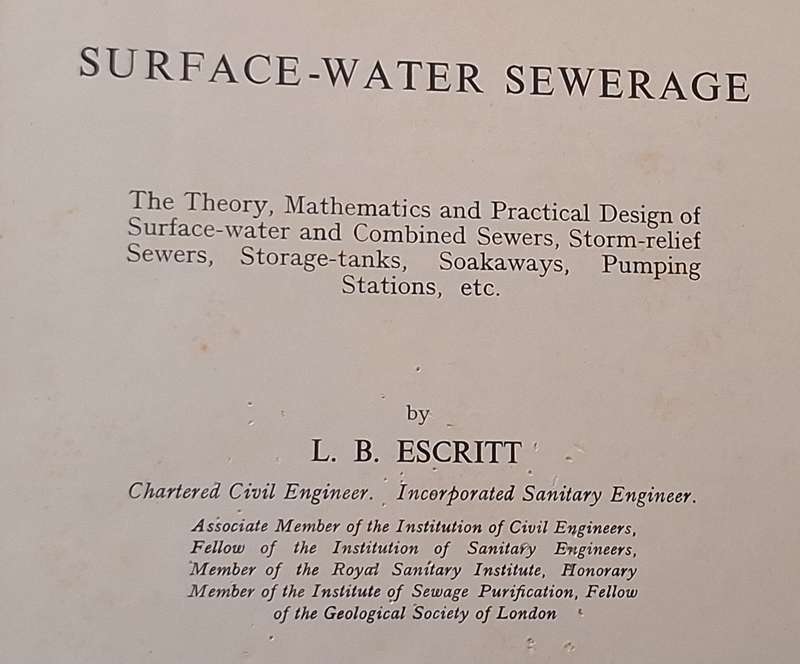 Surface-Water Sewerage by L B Escritt Hardcover 1950