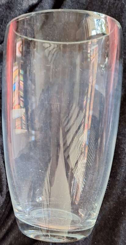 Large Heavy Glass Vase with rim chip