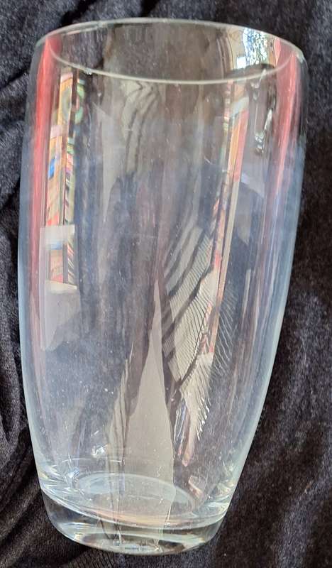 Large Heavy Glass Vase with rim chip