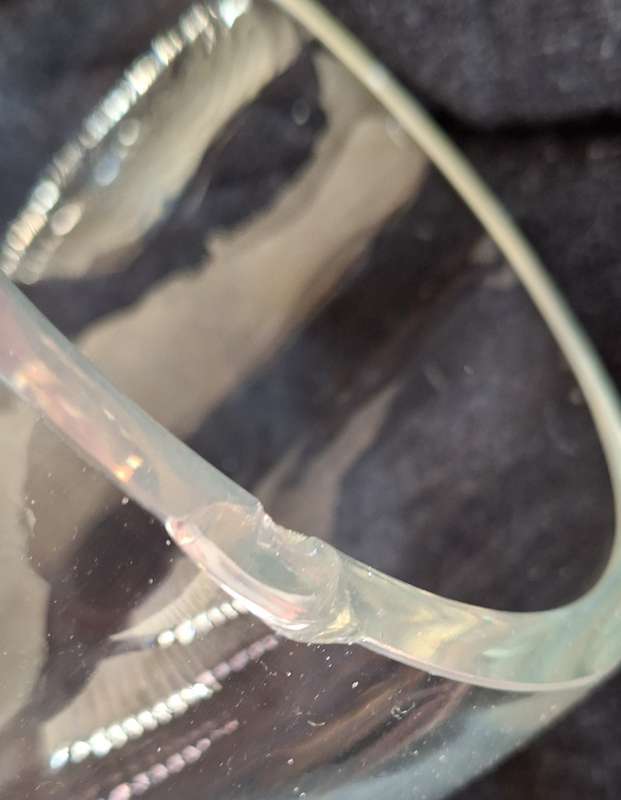 Large Heavy Glass Vase with rim chip