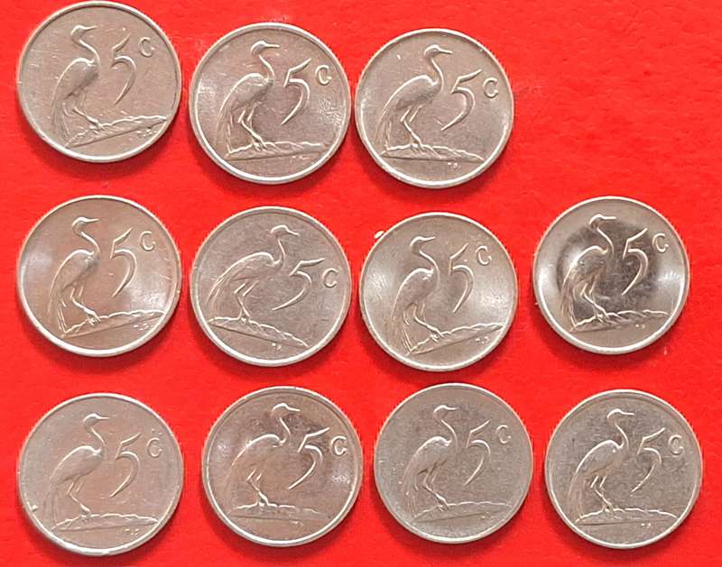 South Africa 1976-87 5c Mixed Lot 11 Nickel