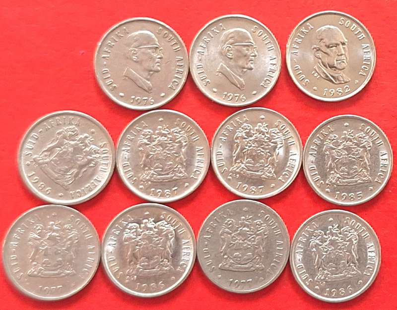 South Africa 1976-87 5c Mixed Lot 11 Nickel