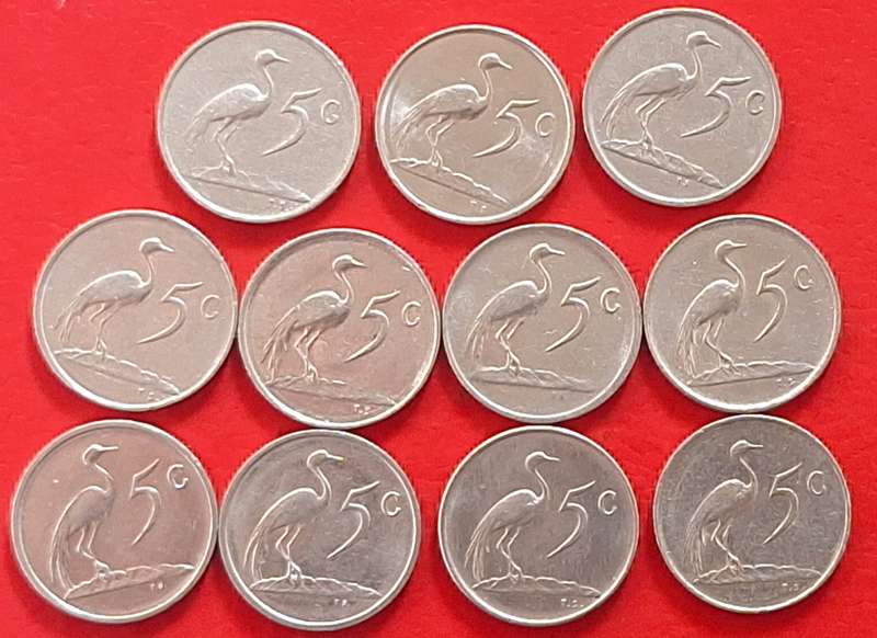 South Africa 1965-87 5c Mixed Lot 11 Nickel