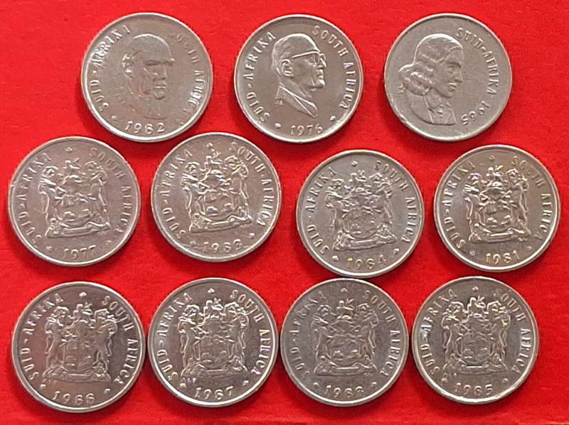 South Africa 1965-87 5c Mixed Lot 11 Nickel