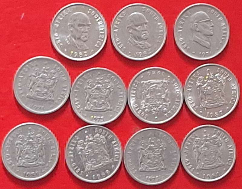 South Africa 1973-88 5c Mixed Lot 11 Nickel