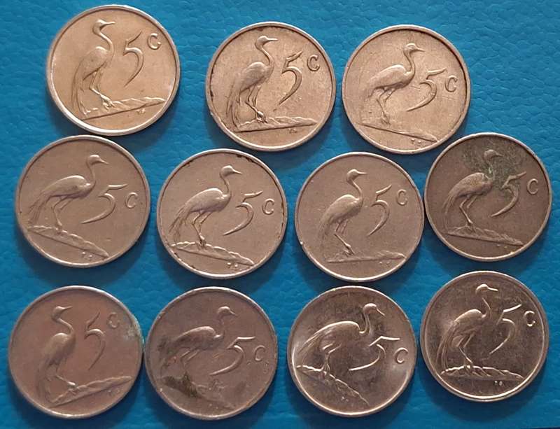 South Africa 1965-88 5c Mixed Lot 11 Nickel