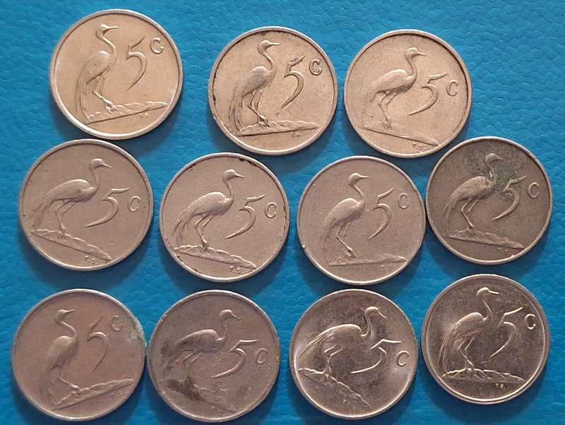 South Africa 1965-88 5c Mixed Lot 11 Nickel