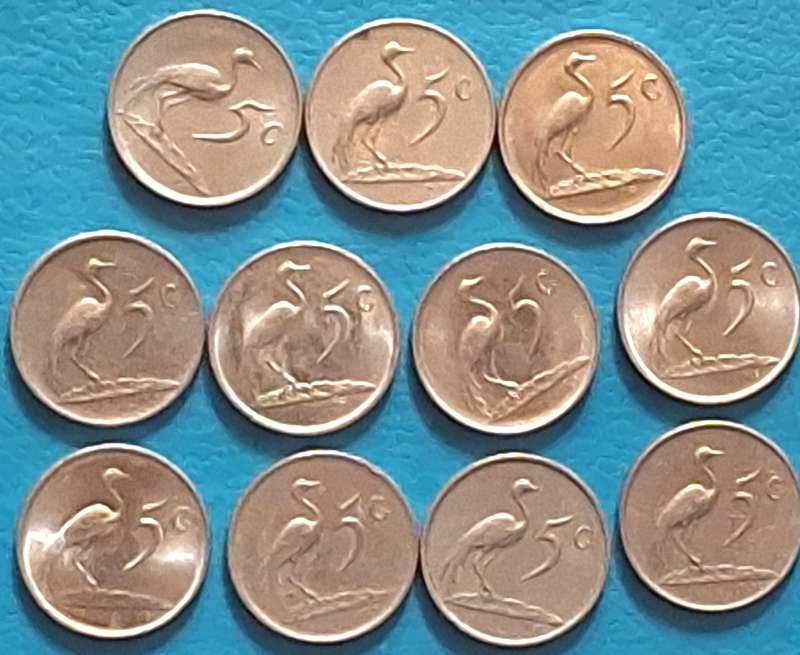 South Africa 1976-85 5c Mixed Lot 11 Nickel