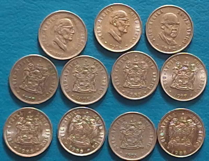 South Africa 1976-85 5c Mixed Lot 11 Nickel