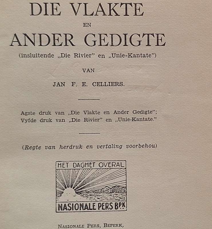 Die Vlakte en Ander Gedigte van Jan F E Celliers Hardeband 1933