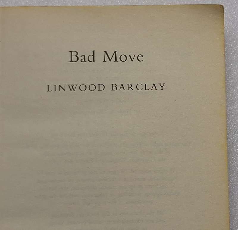 Bad Move by Linwood Barclay A Zack Walker Mystery No 1 Paperback