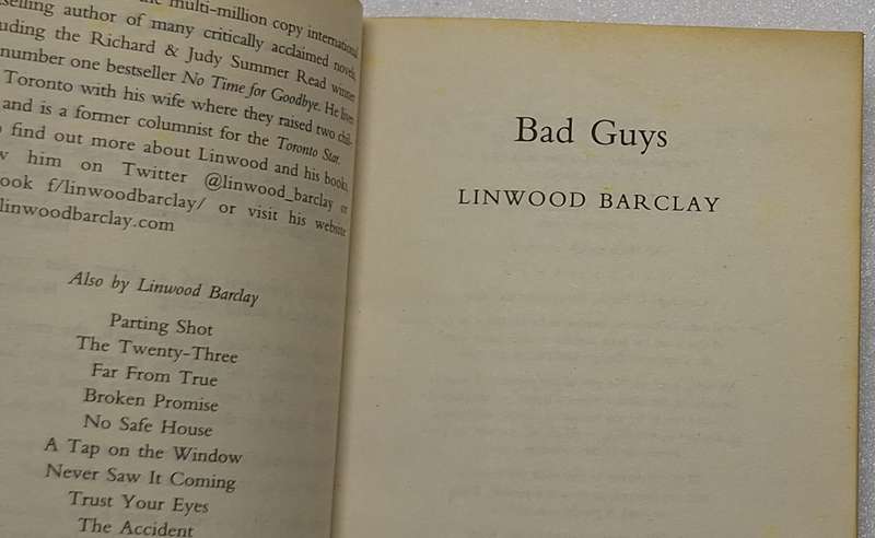 Bad Guys by Linwood Barclay A Zack Walker Mystery No 2 Paperback