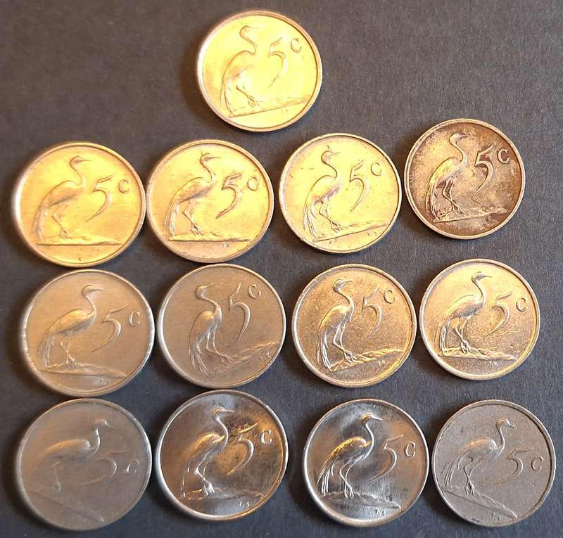 South Africa 1965-88 5c Mixed Lot 13 Nickel