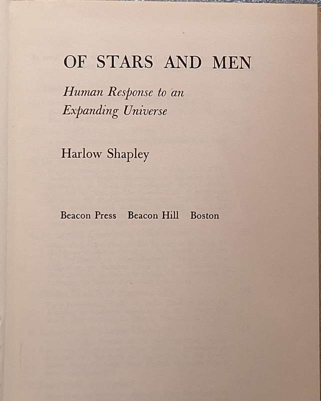 Of Stars and Men by Harlow Shapley Hardcover