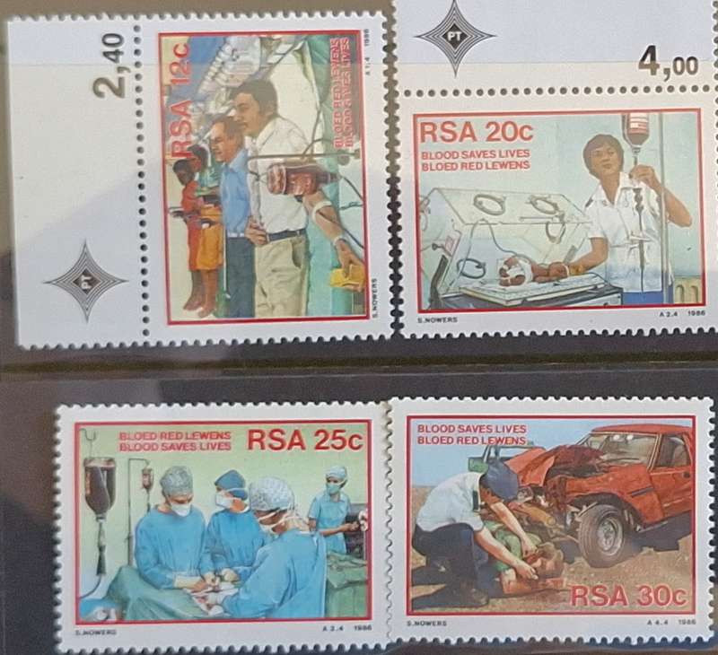 South Africa 1986 Donate Blood Set of 4 Mint stamps