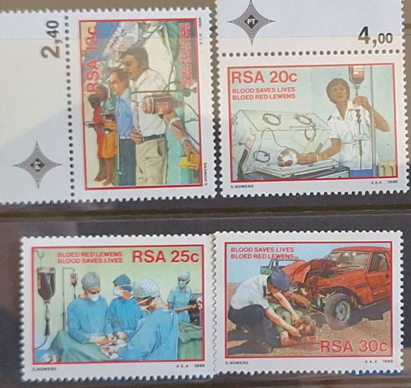 South Africa 1986 Donate Blood Set of 4 Mint stamps