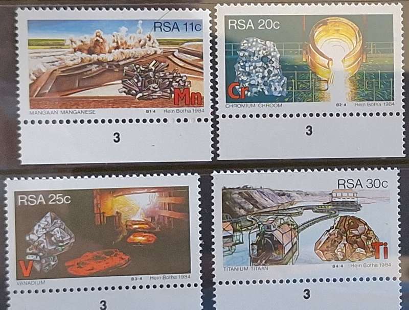 South Africa 1984 Strategic Minerals Set of 4 Mint stamps