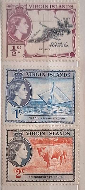 British Virgin Islands 1956 Definitives 3 Unused stamps