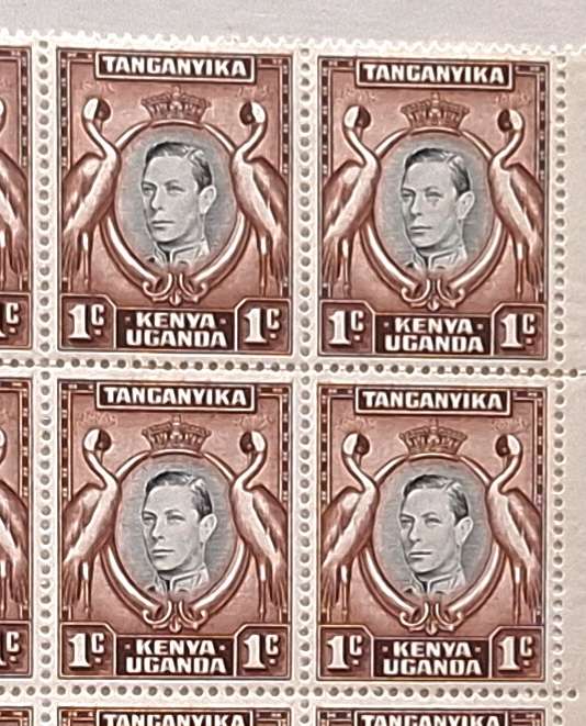 KUT 1938 George VI Block of 24 Mint 1c stamps