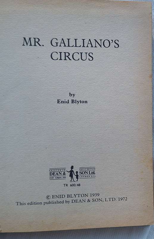 Mr Galliano's Circus by Enid Blyton Hardcover 1972