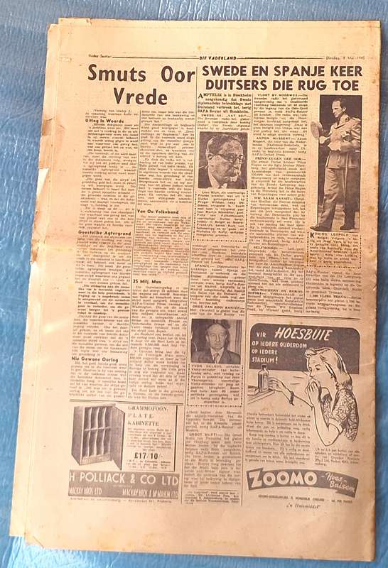 Die Vaderland  Dinsday 8 Mei 1945