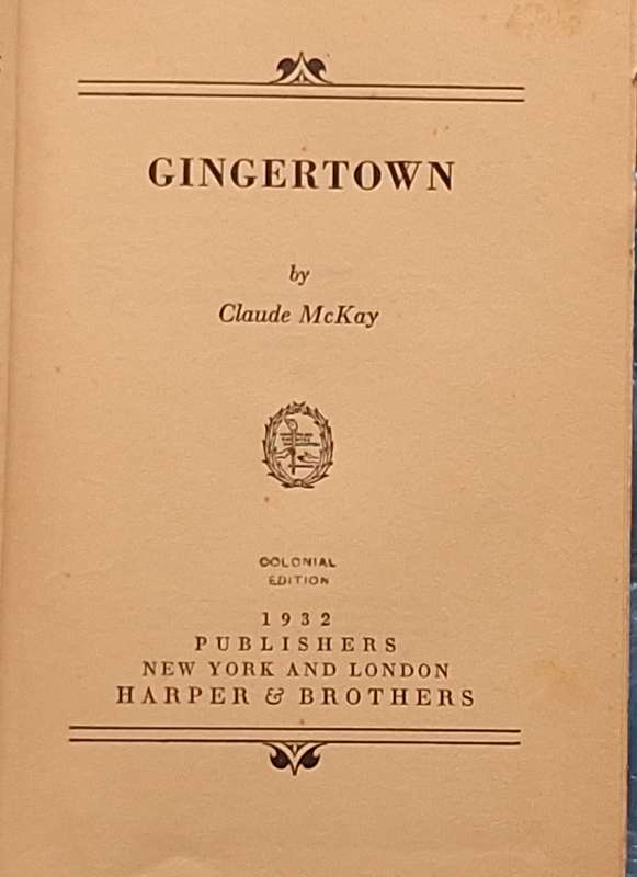 Gingertown by Claude McKay Hardcover 1932 Colonial Edition