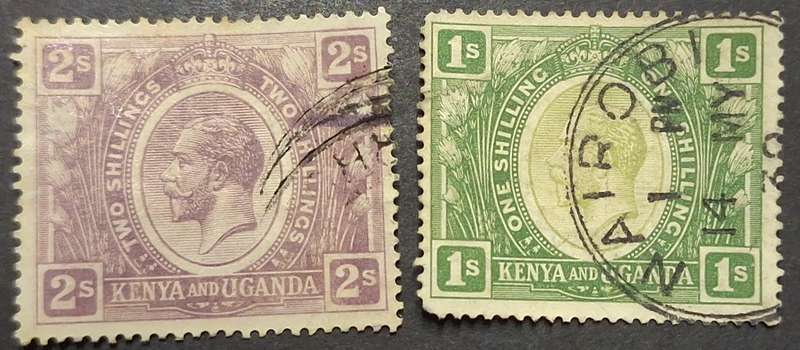 Kenya and Uganda 1922-1927 George V 2 Used Hinged stamps