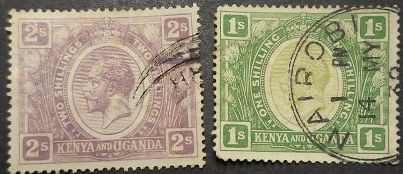 Kenya and Uganda 1922-1927 George V 2 Used Hinged stamps