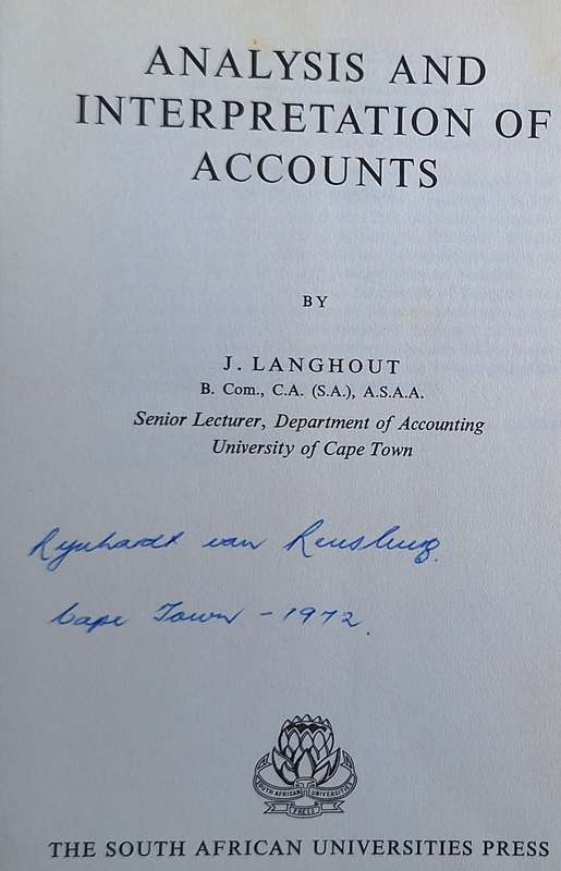 Analysis and Interpretation of Accounts by J Langhout Hardcover