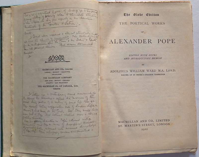 The Poetical Works of Alexander Pope Ed: Adolphus Williams Ward Hardcover 1911