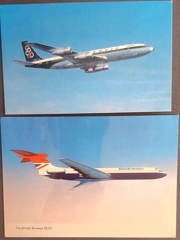 2 Unused Post Cards British Airways VC 10 and Olympic Airways Boeing 707-320