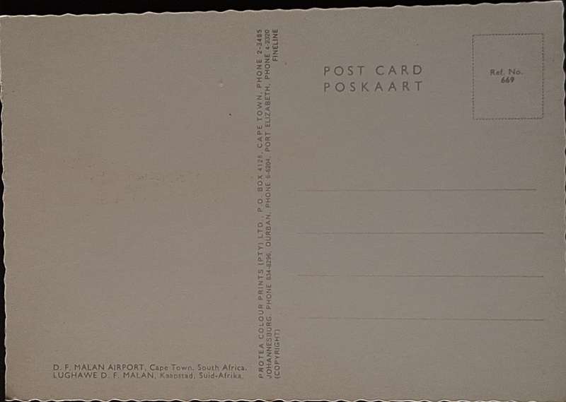 Unused Post Card DF Malan Airport, Cape Town