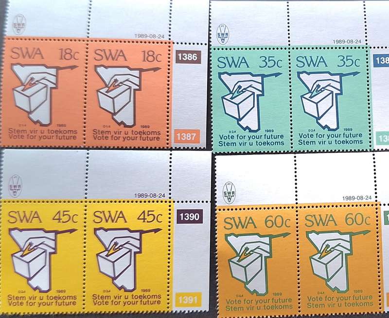 South West Africa 1989 UN Resolution 435 Constitutional Election Set of Mint stamps in pairs