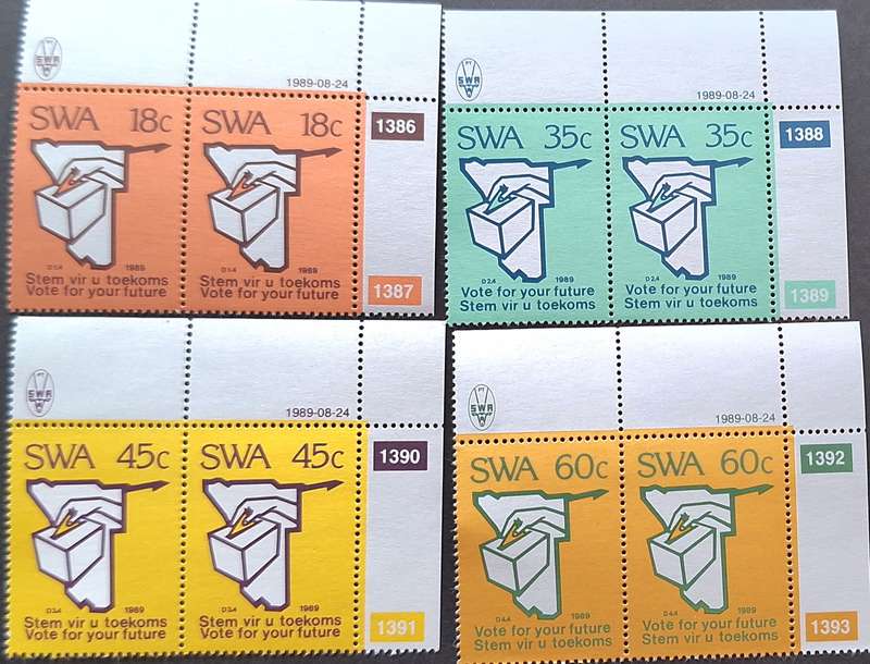 South West Africa 1989 UN Resolution 435 Constitutional Election Set of Mint stamps in pairs
