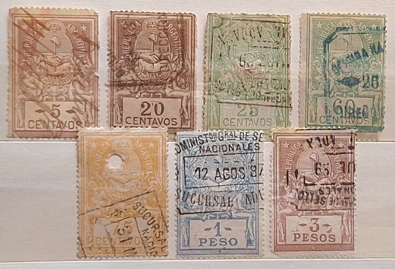 Argentina 1880's  Revenue Tax LEY DE SELLOS 7 Used stamps
