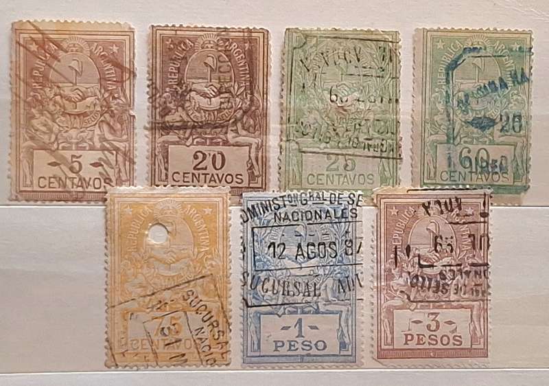 Argentina 1880's  Revenue Tax LEY DE SELLOS 7 Used stamps