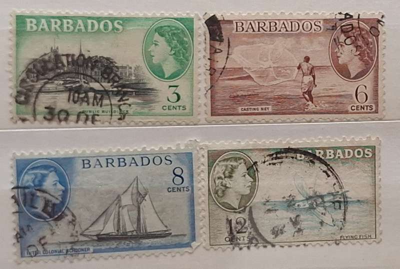 Barbados 1953-61 Elizabeth II Definitives 4 Used stamps